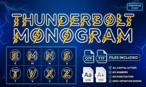 Thunderbolt Monogram: A Dynamic Display Font for Bold Branding